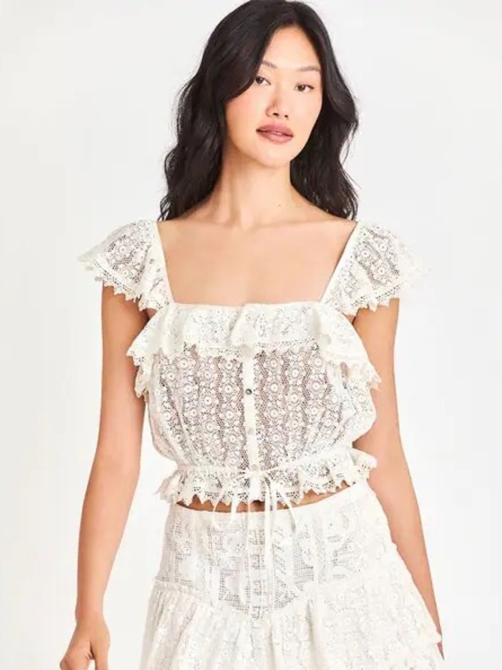 $325 NWOT Loveshackfancy Mia Top True White Lace